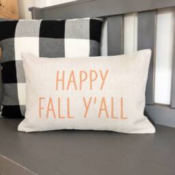 Happy Fall Y'all Linen Pillow Cover Farmhouse Autumn Decor - thumbnail 2