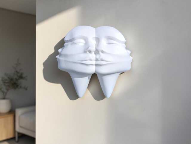 Abstract Face Wall Sculpture, Dual 3D Art, Modern Minimalist Decor, Contemporary Home Decor - image 1