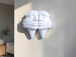 Abstract Face Wall Sculpture, Dual 3D Art, Modern Minimalist Decor, Contemporary Home Decor - thumbnail 1