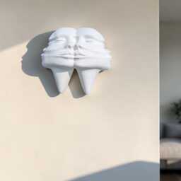 Abstract Face Wall Sculpture, Dual 3D Art, Modern Minimalist Decor, Contemporary Home Decor - thumbnail 2