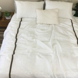 Linen Duvet Cover With Piping Finish & Stripes -White, Grey, Cream, Pink, Blue, Stripe, Chevron, 40+ Colors, Custom Size, Made - thumbnail 3