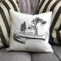 Personalised Kayak Country Canvas Cushion - Customised Linen Cover With Inner Filler Canoe Gift Boat - thumbnail 3