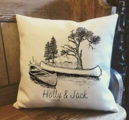 Personalised Kayak Country Canvas Cushion - Customised Linen Cover With Inner Filler Canoe Gift Boat - thumbnail 1