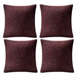 Plum Maroon Ribbed Cushion Cover - 18x18 - thumbnail 4