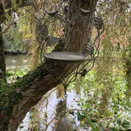 Metal Hanging Green Bird Feeder Bell Garden Ornament - thumbnail 2