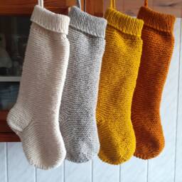 Hand Knit Christmas Stocking - Classic Red Wool Holiday Decor - thumbnail 4