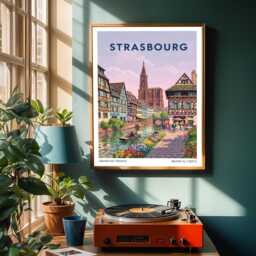 strasbourg Half-Timbered Houses Print Colorful French Cityscape Art - thumbnail 2