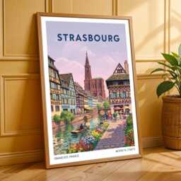 strasbourg Half-Timbered Houses Print Colorful French Cityscape Art - thumbnail 3