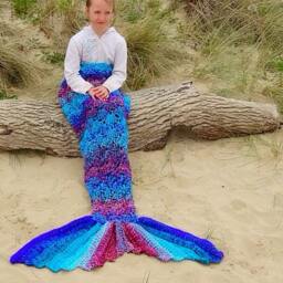 Crochet Mermaid Tail Blanket - Handmade Chunky Snuggle Sack - thumbnail 2