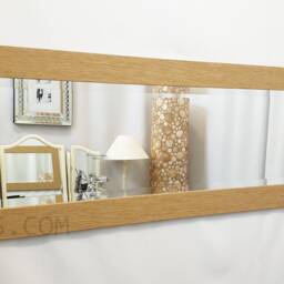 Oltons Natural Oak Finish Wood Frame Wall Mirror Rectangular Bevelled Glass 132x46cm Modern Home Decor Full-Length Long Design Made in UK - thumbnail 2