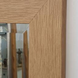 Oltons Natural Oak Finish Wood Frame Wall Mirror Rectangular Bevelled Glass 132x46cm Modern Home Decor Full-Length Long Design Made in UK - thumbnail 4