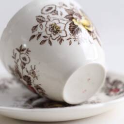 Salisbury Alfred Meakin Tea Cup & Saucer/ Hand Engraved Pattern/Floral Design - thumbnail 4