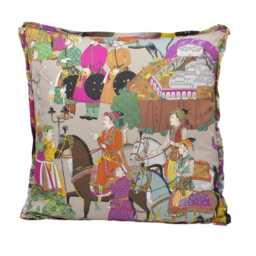 Manuel Canovas - Dara Taupe Colourful Indian Inspired Maharajah Cushion Cover Custom Butterfly Flange Pillow Handmade - thumbnail 2