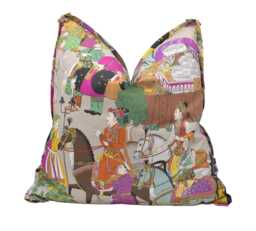 Manuel Canovas - Dara Taupe Colourful Indian Inspired Maharajah Cushion Cover Custom Butterfly Flange Pillow Handmade - thumbnail 1