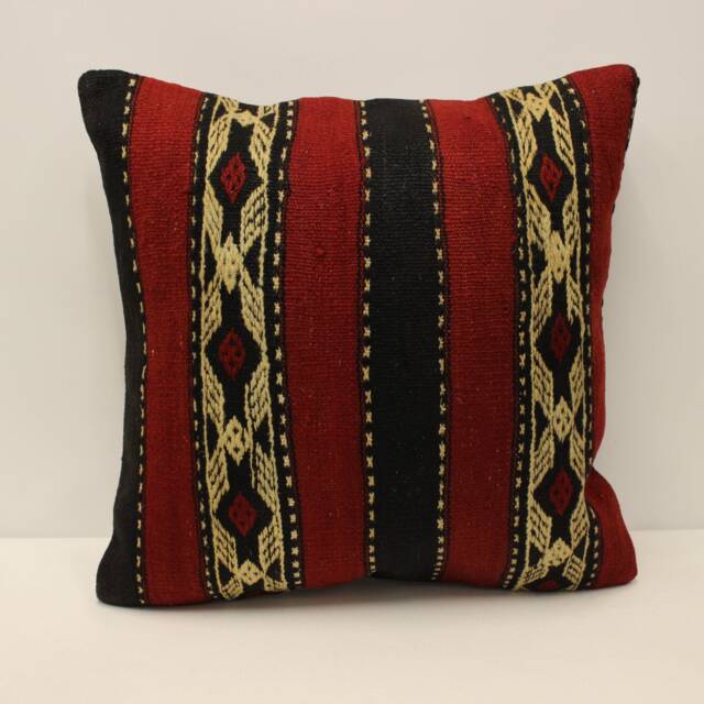 Throw Kilim Pillow Case, 20x20 in 50x50 cm, Turkish Cushion, Art Deco Cover, Sofa Home Decor, 4Ef-444 - image 1