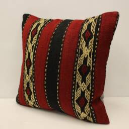 Throw Kilim Pillow Case, 20x20 in 50x50 cm, Turkish Cushion, Art Deco Cover, Sofa Home Decor, 4Ef-444 - thumbnail 3