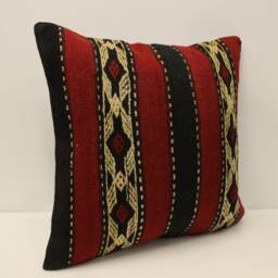Throw Kilim Pillow Case, 20x20 in 50x50 cm, Turkish Cushion, Art Deco Cover, Sofa Home Decor, 4Ef-444 - thumbnail 2