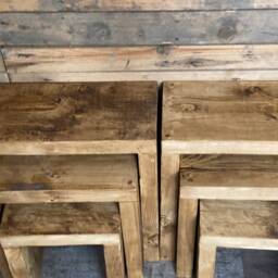 Rustic Reclaimed Nest Of Tables. Made From Scaffold Boards - thumbnail 2