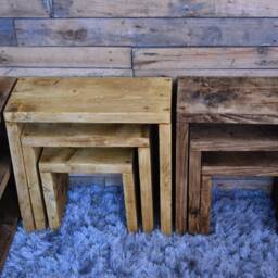 Rustic Reclaimed Nest Of Tables. Made From Scaffold Boards - thumbnail 4