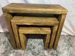 Rustic Reclaimed Nest Of Tables. Made From Scaffold Boards - thumbnail 1