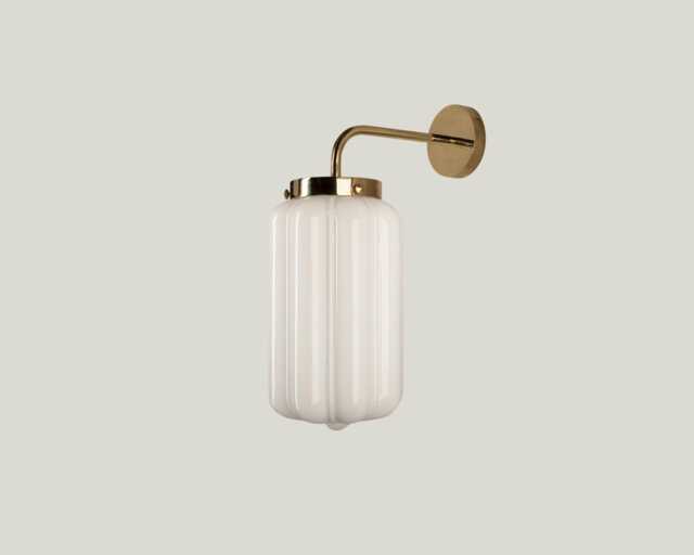 Wall Lamp With Milk Glass & Brass in Art Deco Style - image 1