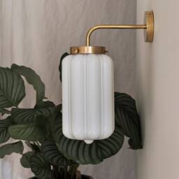 Wall Lamp With Milk Glass & Brass in Art Deco Style - thumbnail 2