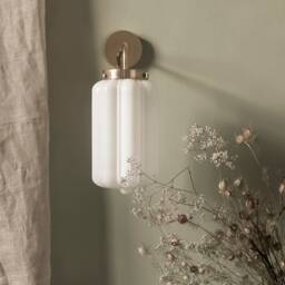 Wall Lamp With Milk Glass & Brass in Art Deco Style - thumbnail 3
