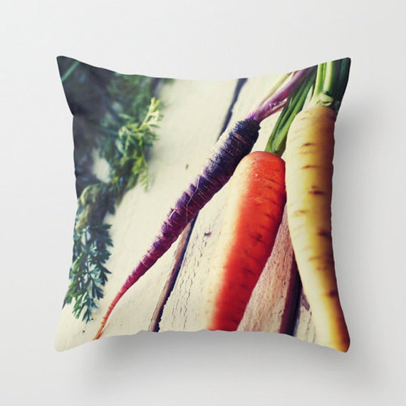 Vegetable Pillow - Farm Food Carrot Case Kitchen 16x16 18x18 20x20 Cover - image 1