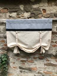 Gray Beige Window Shade Roll Up Valance Tie Curtain Modern Farmhouse French Country Cafe Custom Size Living Room Blind