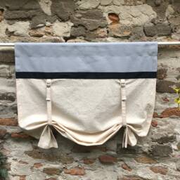 Gray Beige Window Shade Roll Up Valance Tie Curtain Modern Farmhouse French Country Cafe Custom Size Living Room Blind - thumbnail 3