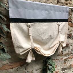 Gray Beige Window Shade Roll Up Valance Tie Curtain Modern Farmhouse French Country Cafe Custom Size Living Room Blind - thumbnail 2