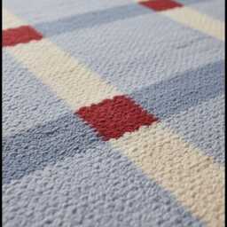Swedish Marianne Ritcher Kilim Rug, Blue Red Geometric Wool Runner, Scandinavian Bedroom Decor - thumbnail 3