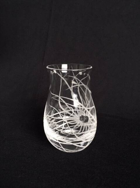 Small Hand Engraved Glass Vase - Dartington Crystal Ocean Decor Decorative Sea Anemone Marine Life - image 1