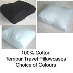 Tempur Original Travel Pillow Cover Only Small Black White Grey Case Neck Orthopaedic Cushion Cotton Thread Count Pillowcase Plain Solid - thumbnail 1