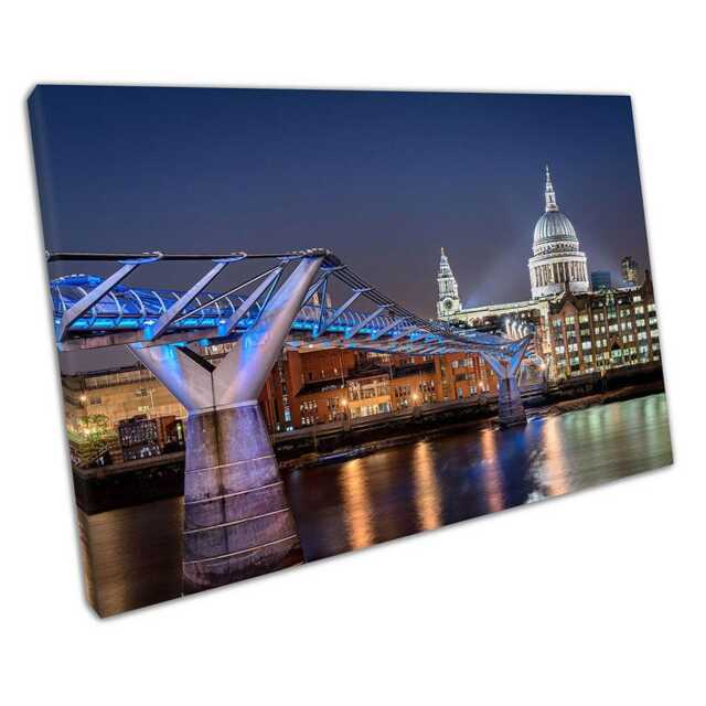 London Millennium Footbridge Canvas Wall Art Print St Pauls Cathedral Decor For Home Office - image 1