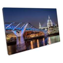 London Millennium Footbridge Canvas Wall Art Print St Pauls Cathedral Decor For Home Office - thumbnail 1