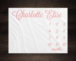 Baby Girl Milestone Blanket Month Growth Tracker Minky Fleece Custom Personalized Shower Gift Newborn
