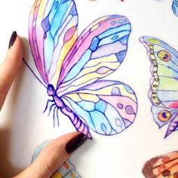 Butterfly Wall Decals 9-Set, Bathroom Decor, For Furniture, Tiles, Hand-Painted Decals - thumbnail 2