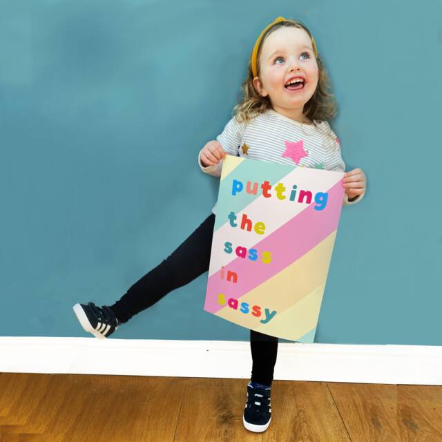 Putting The Sass in Sassy Print - A4 Or A3 Uplifting Happy Artwork Kids Interior Pink - image 1