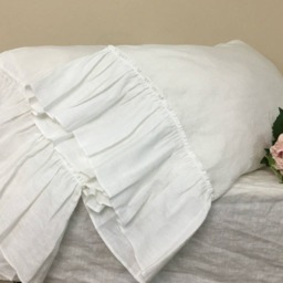Linen Pillow Cases Set Of 2, Mermaid Long Ruffle, French Country Farmhouse Style, Shabby Chic Bedding, Multiple Colors - thumbnail 3