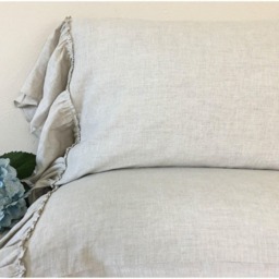 Linen Pillow Cases Set Of 2, Mermaid Long Ruffle, French Country Farmhouse Style, Shabby Chic Bedding, Multiple Colors - thumbnail 2