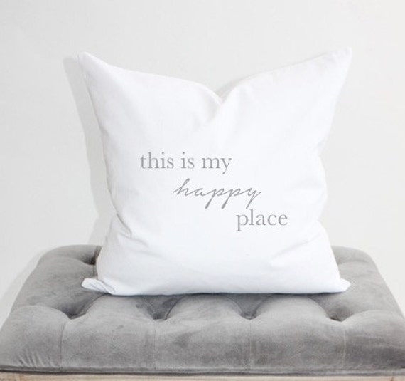 This Is My Happy Place Pillow Cover, 20x20 Pillow, Home Decor, Apartment Sofa Modern Inspirational - image 1