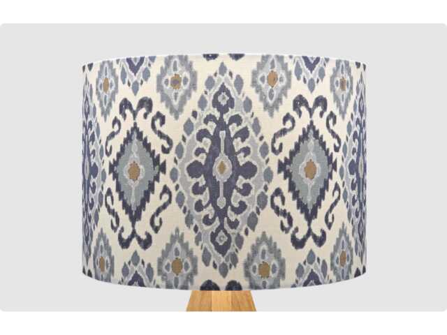 White Blue Grey Ikat Lampshade, Table Floor Lamp/Ceiling Pendant Small Medium Large 15cm 20cm 25cm 30cm 35cm 40cm Fabric Drum Light Shade - image 1