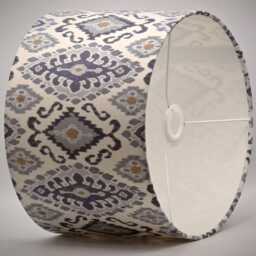 White Blue Grey Ikat Lampshade, Table Floor Lamp/Ceiling Pendant Small Medium Large 15cm 20cm 25cm 30cm 35cm 40cm Fabric Drum Light Shade - thumbnail 3