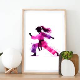 Karate Print Pink Poster - Set Of 3 Posters - Watercolour Art Prints Bedroom Decor Wall Pictures Kids Fight Sport Gifts - thumbnail 2