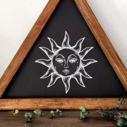 Sun & Moon Aztec Wood Sign Set Boho Wall Decor - thumbnail 2