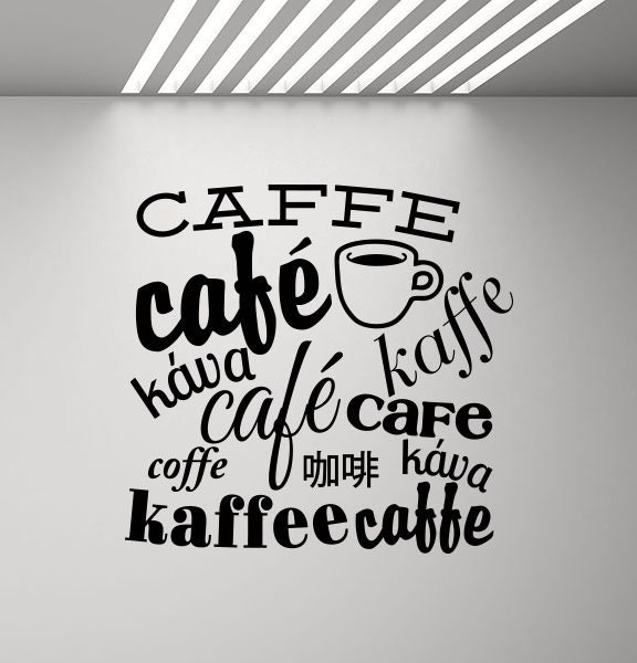 Coffee Wall Decal Kitchen Poster in Different Languages Quote Office Vinyl Sticker Decor Cafe Art Print P925 - image 1