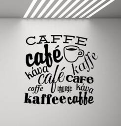 Coffee Wall Decal Kitchen Poster in Different Languages Quote Office Vinyl Sticker Decor Cafe Art Print P925 - thumbnail 1