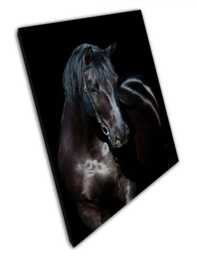 Elegant Black Horse Wall Art Print Large-Scale Animal Portrait For Home & Office Decor - thumbnail 1
