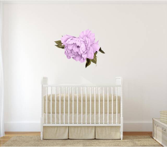 Purple Peony #18 Removable Fabric Wall Decal Individual Blooming Peonies Baby Girl Room Nursery Decor - Customize Your Own Sticker Set